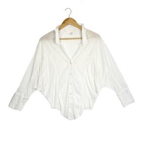 Helmut Lang Semi Sheer Button Down Shirt White Blouse Size P